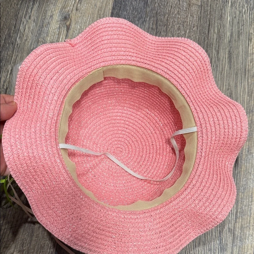 Pink Polka Dot Sun Hat with Floral Accents for kids